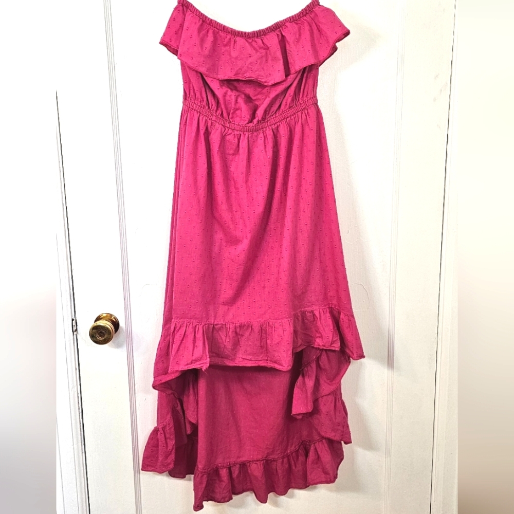 Strapless Ruffle Hi-Lo Dress